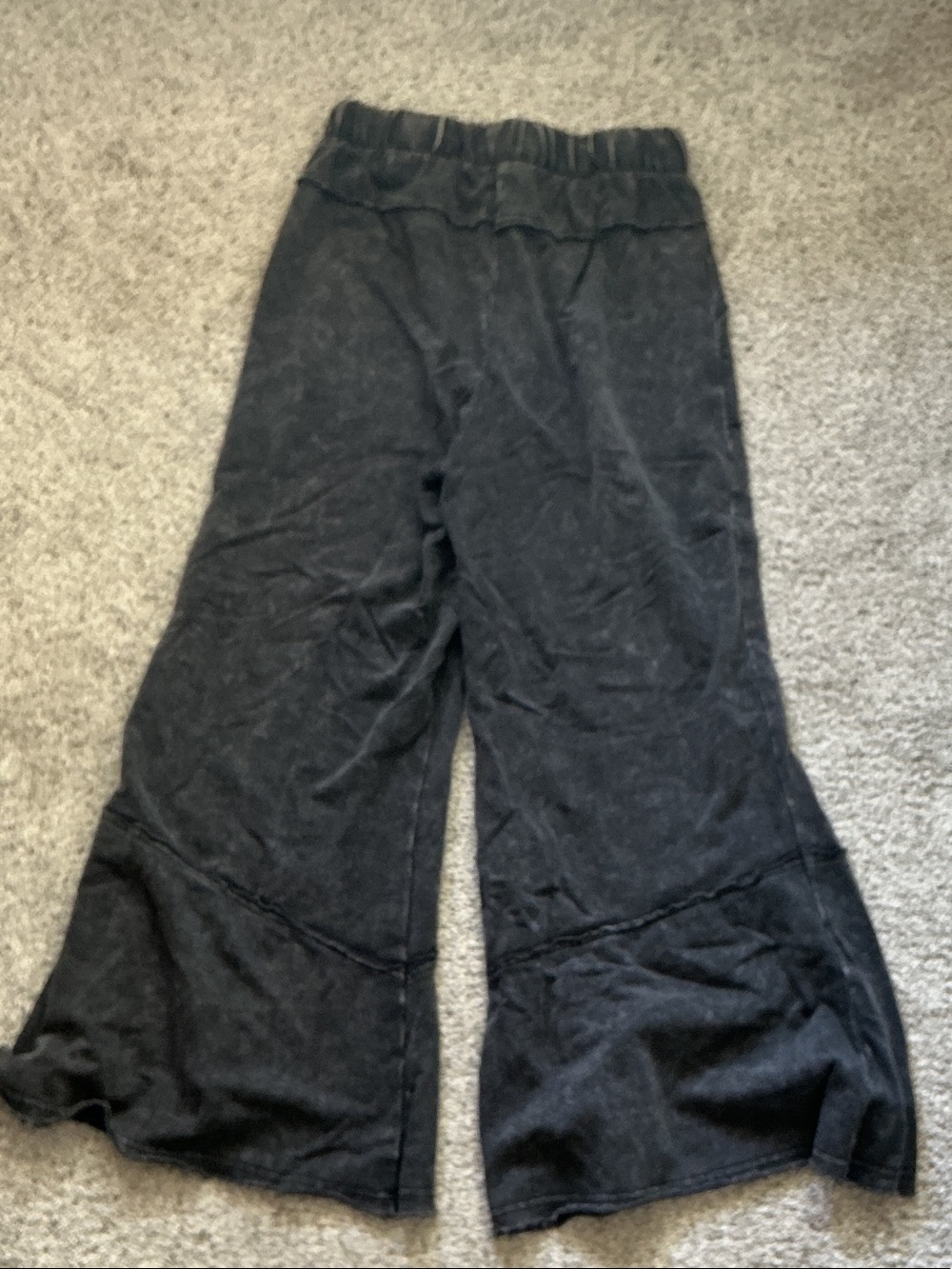New Zenana Outfitters Kick Flare Wide Leg Pants ~ Washed Charcoal Black - Picture 10 of 10